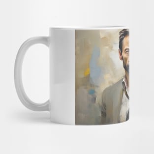 watercolor portrait of Hugh Jackman Mug